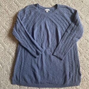 J. Jill  Pullover Women's Sweater Size Small Petite Blue Cotton Long Sleeve EUC
